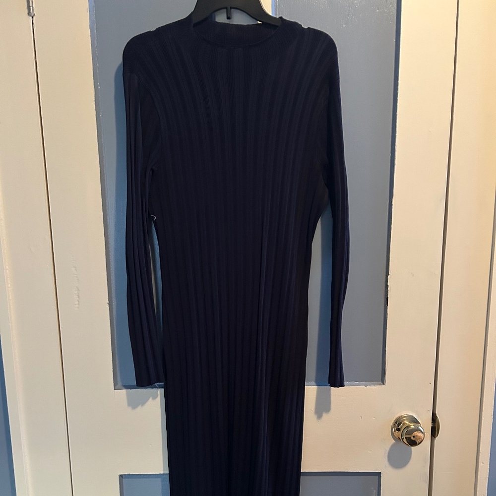 Abercrombie & Fitch Long Sleeve Ribbed Navy Dress